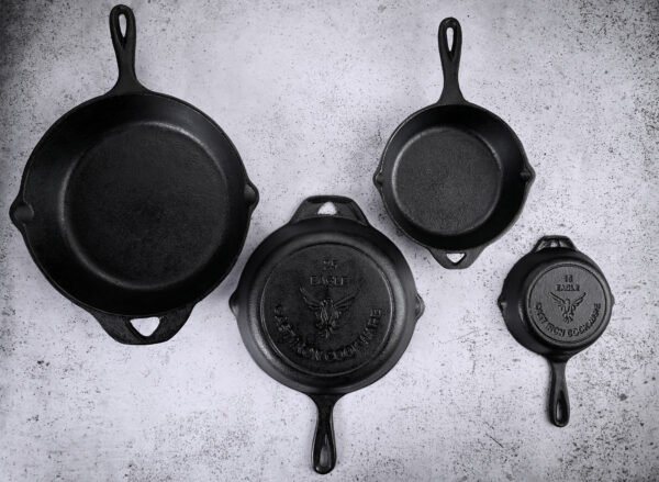 Cast Iron Frying Pan Set – 4 Pieces (30cm, 25cm, 20cm, 15cm) - Image 4