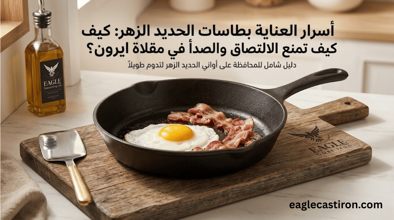  أسرار العناية بطاسات الحديد الزهر : كيف تمنع الالتصاق والصدأ في مقلاة الكاست ايرون؟
