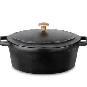 Oval Cast Iron Dutch Oven 28 cm with Brass Handle