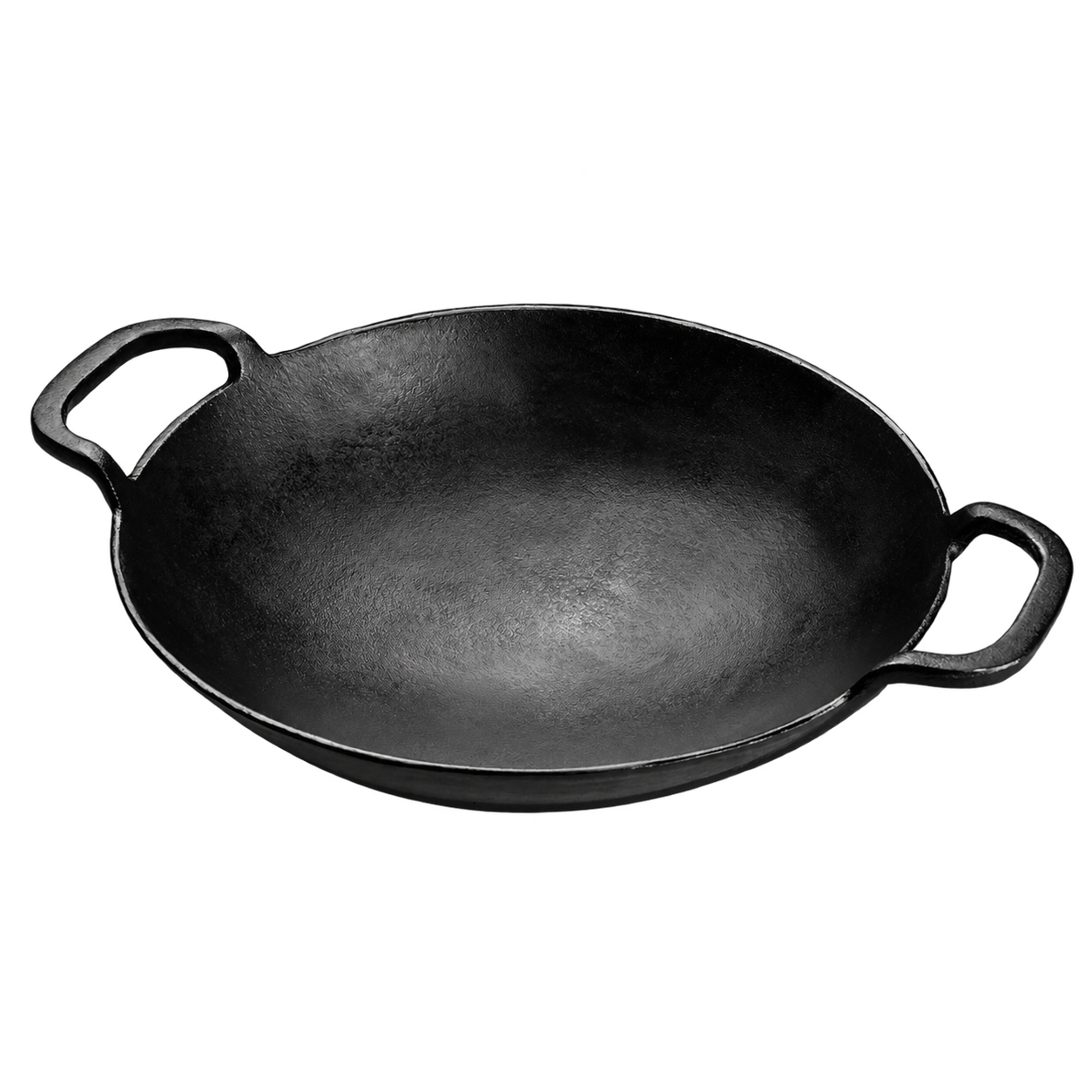 Isolated black cast iron wok ووك حديد زهر 38 سم بعمق 8 سم - الصورة 1